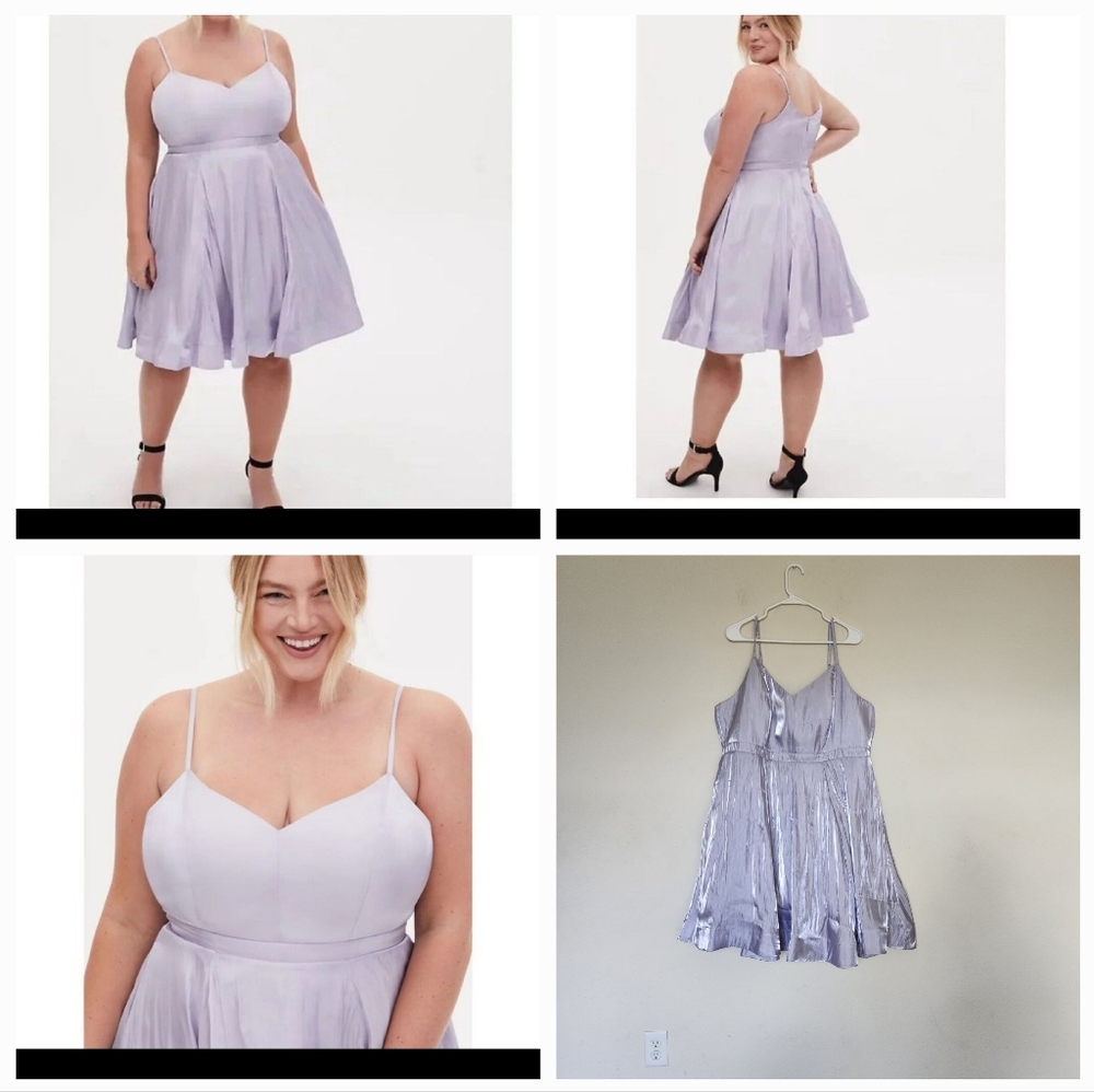 Torrid size 20 lilac iridescent satin skater dress